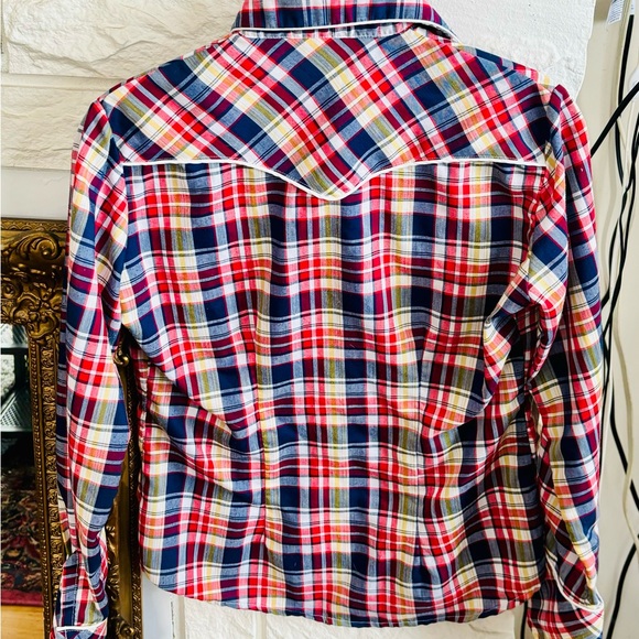 Vintage Plaid Country Western Button-down Collar Shirt XS Small - Picture 3 of 5